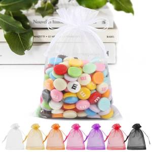 lot 10125 image: ANZNKU 50 Pack Organza Bags 4 x 6 inch White Small Gift Bag with Drawstring for Candy Jewelry Goodie Sachet Soap, Mesh Pouch Bulk for Wedding Party Favors Birthday Baby Bridal Shower and Graduation