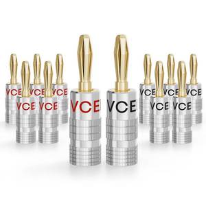 lot 10141 image: VCELINK Banana Plugs for Speaker Wire 6 Pairs12 Pcs, 24K Gold Plated Dual Set Screw Type Speaker Connector for Home Theater, Wall Plate, AudioVideo Receiver and Sound Systems (RedBlack)