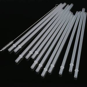 lot 10144 image: DAKOUFISH 15 inch Long Reusable Clear Plastic Replacement Drinking Straws for 128 oz and 100 oz and 64 oz water bottles,Tumblers, Set of 12 with Cleaning Brush (15inch, Clear)
