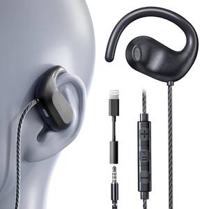 lot 10145 image: QOEKUEY Lightning Wired Headphones with Mic Open Ear Earbuds for iPhone 14131211 Models HiFi Sound, Secure Fit, Volume Control Earphones Wired, Durable Ear Buds for Sports and Daily Use