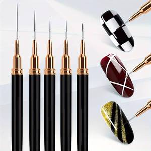 lot 10157 image: 5pcs Nail Art Brushes Set, Durable Drawing Pens with Variety of Tips (5mm-25mm), Painting Tools for Intricate Nail Art (Black)