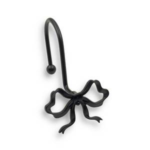 lot 10159 image: Dylrauoza Black Bow Shower Curtain Hooks, 12 Pack Gothic Coquette Bathroom Decor, Decorative Metal Rust Proof Shower Curtain Rings for Dark Feminine, Vintage and Cute Bathroom Aesthetic