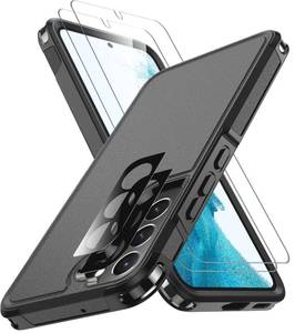 lot 10184 image: SPIDERCASE Designed for Samsung Galaxy S22 Case, 10 FT Military Grade Drop Protection, 2 Pack Tempered Glass Screen ProtectorCamera Lens Protector Heavy Duty Shockproof Case, Black