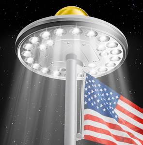 lot 11001 image: Deneve Deluxe Solar Powered Flag Pole Light � Outdoor Waterproof LED Lamp, 26 LEDs, 1300 Lumens, 100percent Coverage for Outdoor American Flags (Silver)