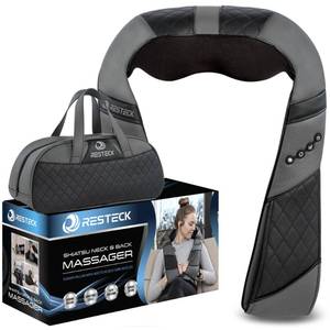 lot 11005 image: RESTECK Massagers for Neck and Back with Heat - Deep Tissue 3D Kneading Pillow, Electric Shiatsu Shoulder Massage, Foot, Legs,Body - Relieve Muscle Pain - Office, Home and Car (Used)