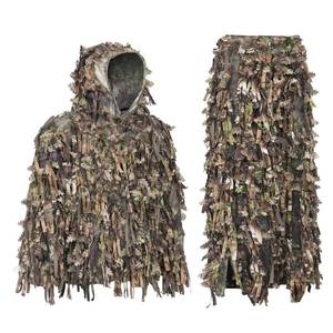 lot 11015 image: AUSCAMOTEK 3D Ghillie Suit Lightweight Camouflage Hunting Clothing Set with Leafy and Strip Design, Breathable Mesh Lining for Outdoor Activities - XLXXL, Green Camo