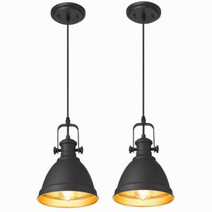 lot 11033 image: Audickic 2-Pack Pendant Lights Kitchen Island, 8in Black Hanging Lights Fixtures with Metal Shade, Farmhouse Rustic Kitchen Pendant Lighting Over Island for Dining Room, AD-2151-2PM-BK