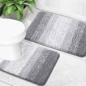 lot 11037 image: OLANLY Bathroom Rug Set 2 Piece, Soft Absorbent Microfiber Bath Mats and U-Shaped Contour Toilet Rug, Non-Slip, Machine Wash Dry, Plush Shaggy Bath Mats for Bathroom (30inx20in24inx20in, Light Grey)