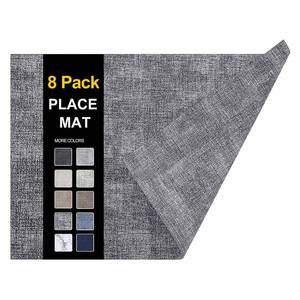 lot 11039 image: homing Faux Leather Heat Resistant Placemats 8 Packs, Waterproof Wipeable Dining PU Place Mats for Indoor and Outdoor, Easy to Clean, Smokey Grey