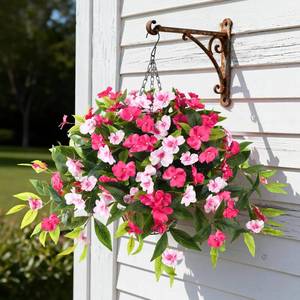 lot 11056 image: Hommyea Artificial Fake Hanging Flowers Plants Basket for Outdoors Outside Decoration UV Resistant Faux Silk Flowers Look Real Plastic Flowers for Spring Planters Home Porch Patio Garden Decor