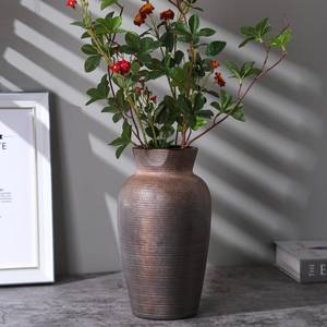 lot 11059 image: Farmhouse Vase for Home Decor, Vintage Rustic Terracotta Flower Vase Suitable for Home Decor, Living Room, Shelf, Dining Table. 10.9IN ZSHLXM