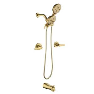 lot 11060 image: 2 Handles Tub Shower Faucet Set Shower System with Tub Spout Bathtub Faucet Set Shower Tub Combo Set Complete Tub and Shower Trim Kit Brushed Gold