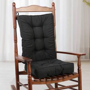 lot 11065 image: RACE LEAF Rocking Chair Cushion Set - High Back Memory Foam Patio Chair Cushions with Non-Slip Design and Ties, IndoorOutdoor Rocker Pads, Black
