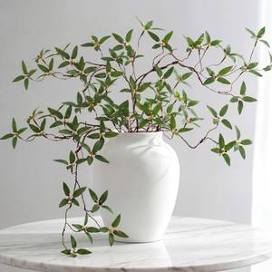 lot 11067 image: Giegxin 6 Pcs 43.3 Inch Artificial Pomegranate Branches Faux Greenery Stems Leaves Fake Plants Green Leaf Spray for Vase Filler Home Office Shop Garden Decor Wedding Party Decoration Centerpiece