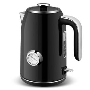 lot 11962 image: PUKOMC Electric Kettle, 1.7L Stainless Steel Tea Kettle with Temperature Gauge, 1500W Water Boiler with LED Light, BPA-Free, Auto Shut-Off and Boil-Dry Protection (Black) (Used)