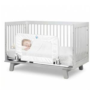 lot 11963 image: Salcod 33inch Universal Swing Down Crib Rail Guard, Convertible Crib Bed Rail for Toddlers, with Reinforced Wing Nut Safety System, Compatible with All Major Brand of Crib