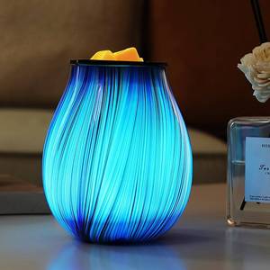 lot 11975 image: Electric Wax Melt Burner Art Glass Scented Candle Warmer with Timer and 7 led Color Changing Removable Silicone Dish for Wax Melts Fragrance Oil Night Light Candle Warmer for Home (Used)