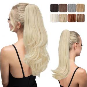 lot 12366 image: youngways Clip in Ponytail Extension 18 Inch Drawstring Pony Tails Hair Extensions for Women Long Straight Curly Tail Hair piece Synthetic Fake Versatile Pony (Beach Blonde)