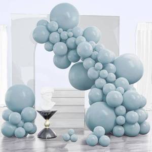 lot 12370 image: Partywood latex balloons 1954, 160 pcs different sizes ballons colors. 18in 5 pcs, 12in 30pcs, 10inin 40pcs, 5in 65pcs, Light Blue Aqua Boho Balloon Arch Kit Garland (Used)