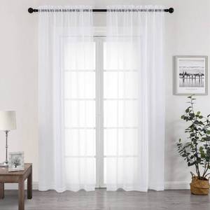 lot 12395 image: Chyhomenyc White Sheer Curtains 96 inches Long 2 Panels Set, Light Filtering Airy Solid Voile Window Treatment Drapes for Bedroom Living Room, Each 42Wx96L, 8FT Long, Set of 2, White