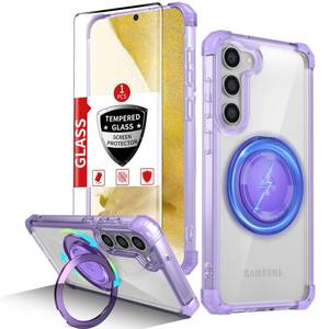 lot 12402 image: IYTRRYH for Samsung Galaxy S22 Case Magnetic Compatible with MagSafe Wireless charging,with 360°Kickstand Ring,for S22 Phone Case with Screen Protector,Military Grade Drop Protection Shockproof Purple