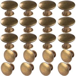 lot 12404 image: HUGOLEM 20 Pack Brass Round Antique Brass Kitchen Cabinet Knobs Cupboard Door Knobs Drawer Handle Pulls Dresser Knobs with 21 Pcs Screws for Bathroom Drawer Door Hardware