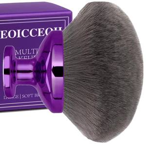 lot 12405 image: Extra Large Body Makeup Brush For Self Tanner, Leg Makeup andBronzer Blend,4inch Wide-headed Kabuki Brush Provides More Even andPretty Application, Sunscreen Faceand Back Makeup Brush, WetandDry Use- Purple (Used)
