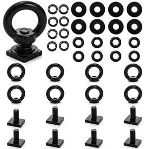 lot 12407 image: Elsjoy 8 Pack M8 T Track Mount Tie Down Anchor for Roof Rack, Stainless Steel T Bolt Eye Nut Tie Down Rings, Black M8 T Track Bolts Eye Bolts with Nuts for Holding Bungee Cord Rope