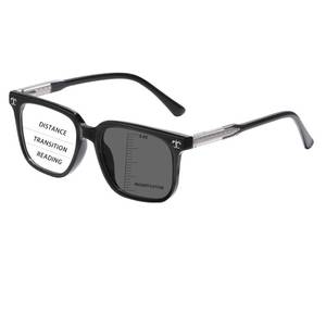 lot 12411 image: HOOBAY Photochromic Progressive Multifocus Reading Glasses Men Women,Metal Spring Hinges Anti Glare UV400 Protection Cheaters Reader (Gloss Black, 2.0, x)