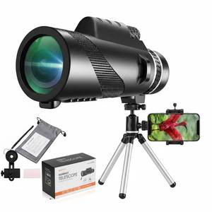 lot 12417 image: 80x100 Monocular Telescope for Adults High Power - HD Spotting Scope with Smartphone Adapter and Portable Tripod - Clear Vision for Bird Watching, Concerts, Travel, Hiking (Classic Black)