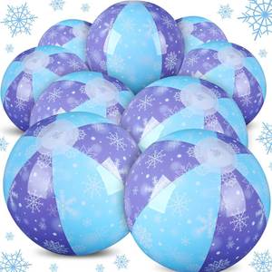 lot 12420 image: Leyndo 12 Pack Snowflake Themed Beach Ball for Kids 7.87in Bulk for Summer Pool and Beach Game Gifts and Birthday Party Supplies and End of The Year Class Party Decoration Favors