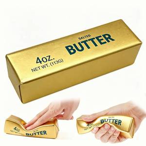 lot 12425 image: XQOQO Butter Squishy, Soft Slow Rising Squeeze Toys, Butter Stick Squishy Fidget Toys and Stress Balls Squishies for Office Desk Toys, Party Favors and Birthday Gifts(Golden)
