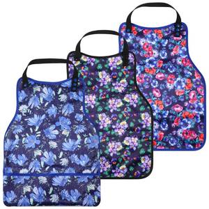 lot 12429 image: Pilviset 3 Pack Adult Bibs for Women, Reusable Adult Bibs for Eating with Optional Crumb Catcher, Waterproof Washable Dining Clothing Protector, Gifts for WomenMom, Flower