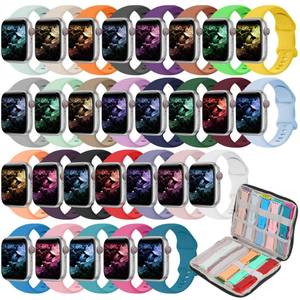 lot 12433 image: Kounlsyam 28 Pack Bands Compatible with Apple Watch Band 42mm(Series 1110) 41mm 40mm 38mm for Women Men, Sport Silicone Strap with Watch Band Storage Case for iWatch Series 11 10 9 8 SE 7 6 5 4 3 2 1
