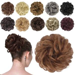 lot 12439 image: FESHFEN Messy Bun Hair Piece - Wavy Synthetic Chignon Scrunchies for Instant Volume, Elastic Ponytail Bun Hair Extensions Thick Hairpieces for Women, Light Auburn 1.50 oz