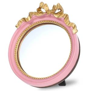 lot 12444 image: Xthrotsenk Small Desk Mirror 4.2ftft Pink Vintage Makeup Wall Mirror Traditional Roundness Table Mirrors with Resin Frame Decorative Hanging Mirrors for Bedroom Bathroom Tabletop Wall