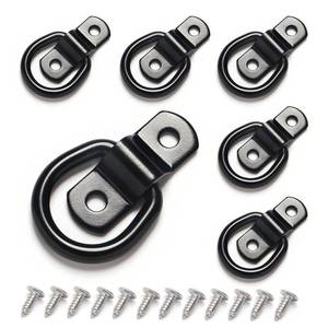 lot 12449 image: SBYLTEK 6 Pack D Rings Tie Down Anchors, 7mm Diameter Heavy Duty Steel Trailer Hooks for Truck, Pickup, Camper, Warehouse, Garage, Boat, Cargo Control Mount, 2 Hole D-Ring with Screws, Black