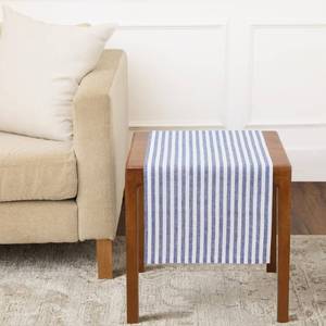 lot 12450 image: Solino Home Linen Table Runner 36 Inches - Amalfi Stripe 100percent Pure Linen Navy and White Table Runner 14 x 36 Inch Ideal for Dresser and Coffee Tables - Summer, 4th of July