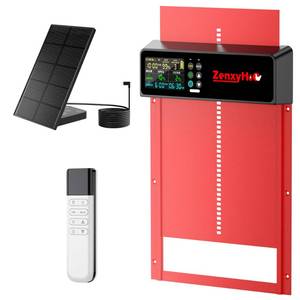 lot 13688 image: Solar Automatic Chicken Coop Door, Programmable Remote Control with 6 Modes, Aluminum Auto Chicken Door with Color LCD Display, Anti-Pinch Safety