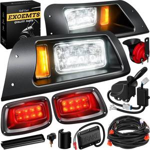 lot 13689 image: EXOEMTS EZGO TXT Light Kit, Golf Cart Headlight Tail Light Kit for EZGO TXT 1996-2013 GasandElectric, 12V LED TXT Headlight Taillight with Turn Signal Kit, Wire Harness, Hazard Light and Horn Brake Pad
