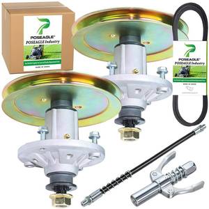 lot 13694 image: POSEAGLE 2 Pack GY21098 Spindle Assembly with GX20367 Spindle Pulley GX20072 Belt 12x103 for John Deere D100 D105 D110 D120 D125 D130 E100 E110 E120 E130 LA100 LA105 LA110 Lawn Tractor