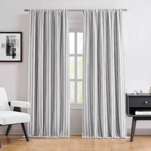 lot 13697 image: ZJDECOR 90 Inches Long Striped Full Blackout Curtain Panels for Bedroom Living Room,Black Stripes on White Cotton Blended Drapes,Modern Window Treatment,Rod Pocket Back Tab,55in Wx90 Lx2