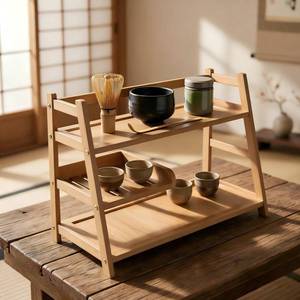 lot 13703 image: Lnncdsc 3 Tier Bamboo Matcha Station, coffee station organizer Shelf for Kitchen Countertop, Tea Bar - Matcha Powder, Tools and Cup Organizer for Matcha Lovers, Home Baristas.