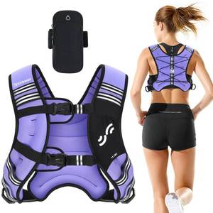 lot 13717 image: Sportneer Weighted Vest for Women Men 15lb Comfortable Weight Vest with Storage Pocket Reflective Stripe Rucking Vest for Walking Running Strength Training Fitness Weight Loss Weightlifting Purple