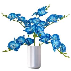 lot 13721 image: ATFL 6 Pack Blue Orchid Artificial Flowers Real Touch, 23ftft Artificial Faux Realistic Latex Orchid Stem Bouquets, Fake Phalaenopsis Flower for Wedding Home Arrangement Dcor (6, Blue)