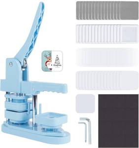 lot 13728 image: Happizza Magnet Button Maker Machine 50mm1.97 in, Square Photo Magnet Maker Machine, DIY Fridge Badges Magnet Making Kit with 100 Sets Square Button Maker Supplies, Ideal for School, Parties, Events