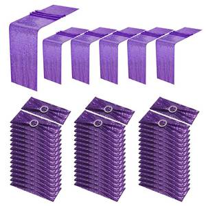 lot 13735 image: 54 Pieces of Purple Sequin Chair Ribbons and Table Runners, 48 Sequin Chair Bows, 6 Glitter Table Runners, Suitable for Wedding Parties Birthday Meeting Events Decorations (Purple)