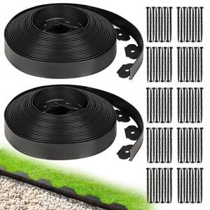lot 13738 image: Hemikaki 1.5 Inch x 100FT Garden Edging Border, Plastic Edging for Landscaping with 120pcs Spikes
