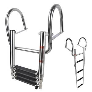 lot 13742 image: Manumarine 4 Step Pontoon Boat Ladder, Pontoon Ladders for Pontoon Boats,Stainless Steel Rear Entry Inboard Ladders Over Platform