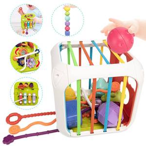 lot 14280 image: Aprilwolf Montessori Toys for Toddlers, 7-in-1 Activity Cube, Shape Sorter Toy Baby Developmental Learning Toys First Birthday Gifts